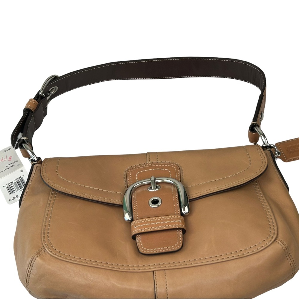 NEW Coach F13105 Soho Tan Leather Buckle Flap Shoulder Hobo Y2K Vintage Bag